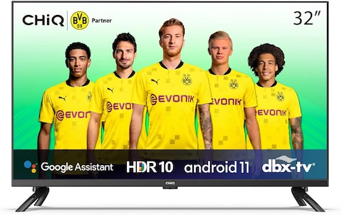 Chiq 32 Inch, HD, LED Smart TV, L32G7P, Black (Android 11.0, HDR10, A+ Screen, WiFi, Bluetooth 5.0, Netflix, YouTube, Prime Video, Full Screen Display, HDMI, USB)