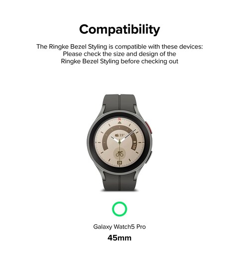 Ringke - Samsung Galaxy Watch 5 Pro 45mm - Bezel Styling Case Adhesive Frame Ring Cover - Black  (45 - 02)