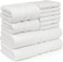 Zofty Set Of 10 Bathroom Towel Set 600 GSM  - 2 Bath Towels, 2 Hand Towels and 6 Washcloths - Hotel Quality and Spa Towels, White