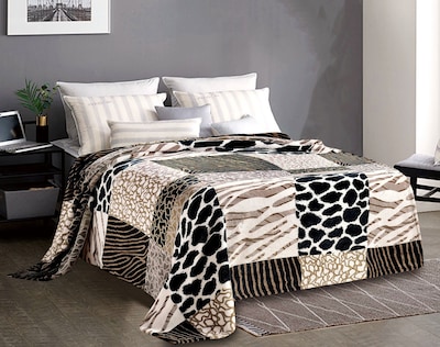 Fabienne Silky Soft Bed Blanket Flannel Throw King Size With Animal Prints
