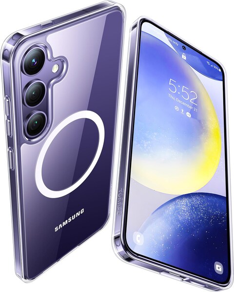 Torras Diamond- Mag Series Magnetic Crystal Clear for Samsung Galaxy S24 Plus Case [Snap to MagSafe] [12FT Mil-Grade Drop Tested] Non-Yellowing Slim Fit Protective Case, Clear