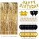 Party Time 49-Pieces Black and Gold Birthday Party Decorations Set with Happy Birthday Balloons Banner, Confetti Balloons, Foil Fringe Curtain for Birthday Party Supplies