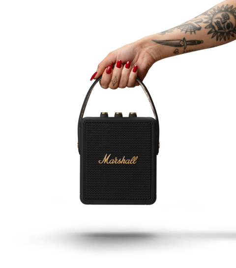 Marshall Stockwell Ii Black &amp; Brass Portable Bluetooth Speaker