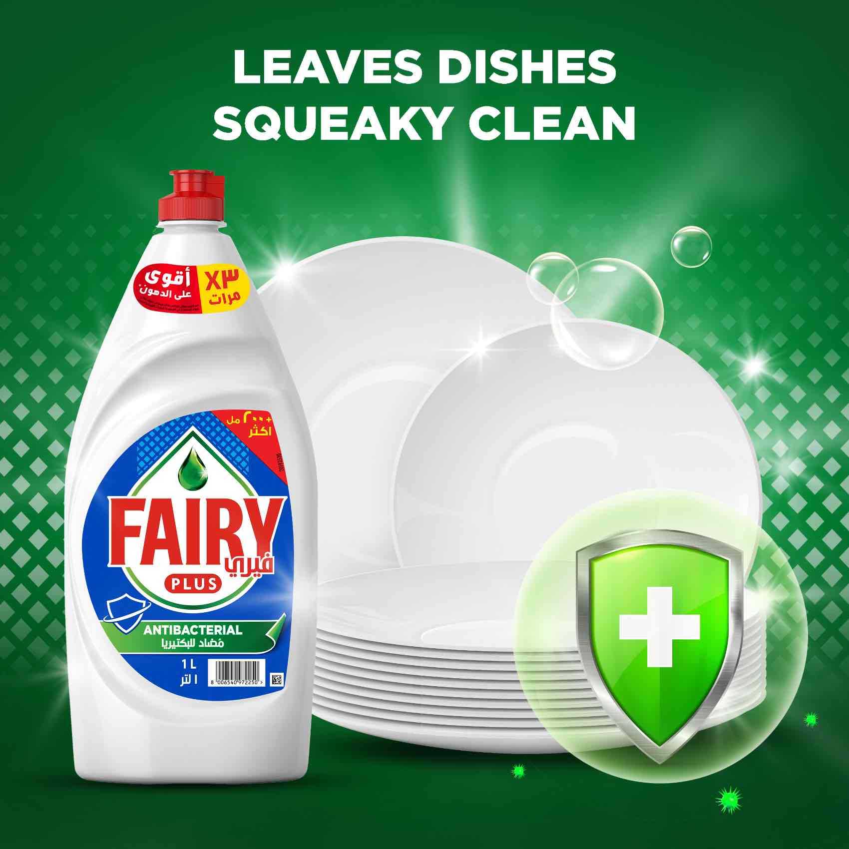 Fairy Plus Antibacterial Dishwashing Liquid Soap With Alternative Power To Bleach 600ml