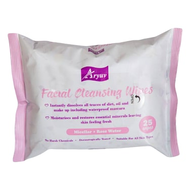 Aryuv Facial Wipes Rosewater25S