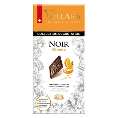 Villars Candied Orange Dark Chocolate Bar 100g