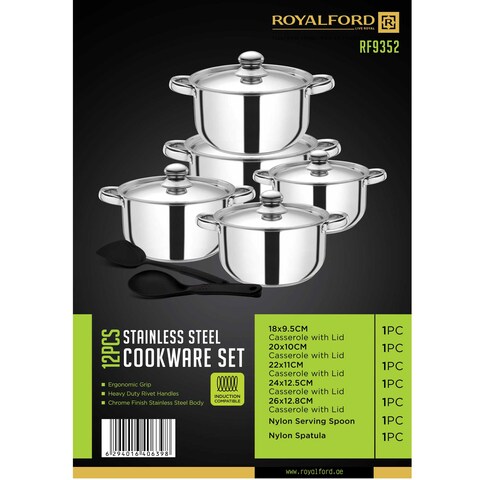 ROYALFORD STEEL COOKWARE SET 12PCS