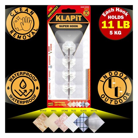 Klapit Super Hook Clear 4Pieces