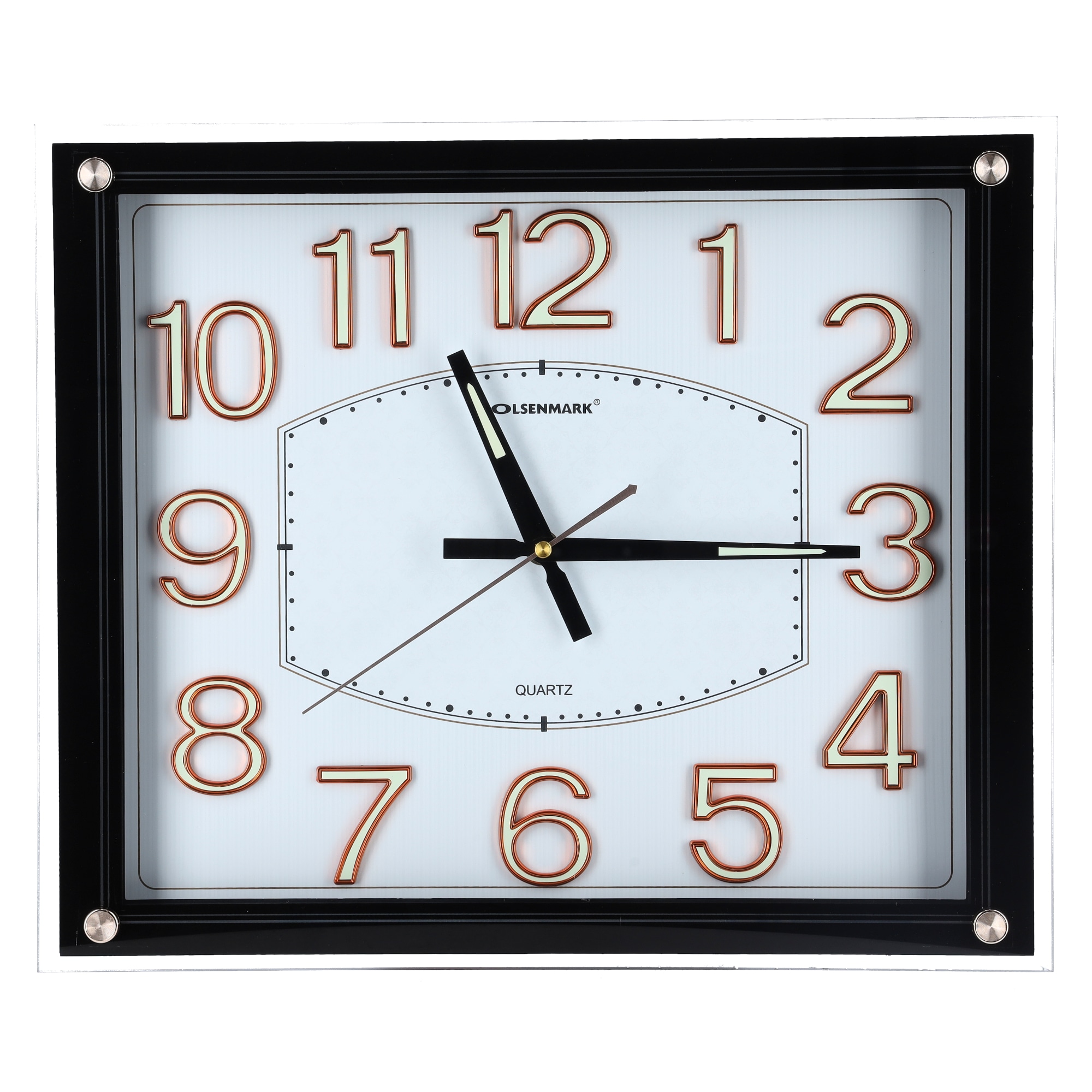 Olsenmark Wall Clock - Large Square Wall Clock, Modern Design - Easy To Read - Square Decorative Wall Clock For Living Room, Bedroom