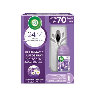 طقم بخاخ معطر جو أوتوماتيكي من إير ويك مع أداة وإعادة تعبئة، برائحة اللافندر والبابونج، 250 مل × 2