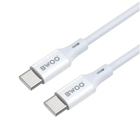 60W 1m USB-C to USB-C Charger Cable by BWOO with TPE Material for Mobile Phones, 3A Fast Charging
