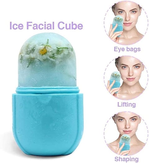 Roller Face Massager,Reduce Acne Beauty Tool Ice Globe Contour Lifting Tool Ice Balls Mould Silicone Ice Cube Tray Facial(Purple)