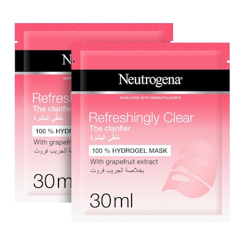 Neutrogena Refreshingly Clear Hydrogel Mask, Grapefruit, 30ml Pack of 2