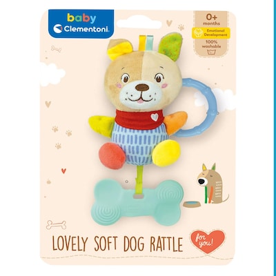 Clementoni 17443 Lovely Soft Dog Rattle Plush Toy 0+ Months