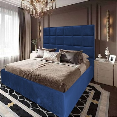 In House Alex Velvet Bed Frame - Single - 200x120 cm - Dark Blue