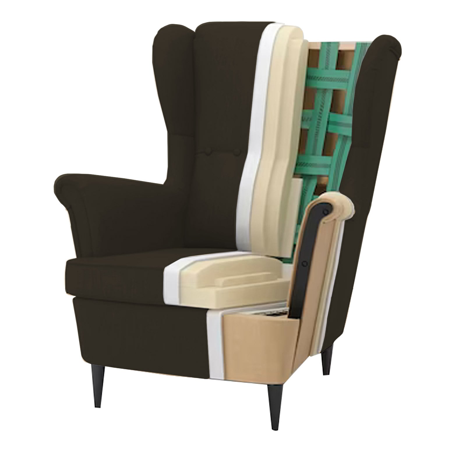 Thumbnail image for In House 2 Pieces Chair King Linen With Two Wings And FootStool - Dark Brown - E3