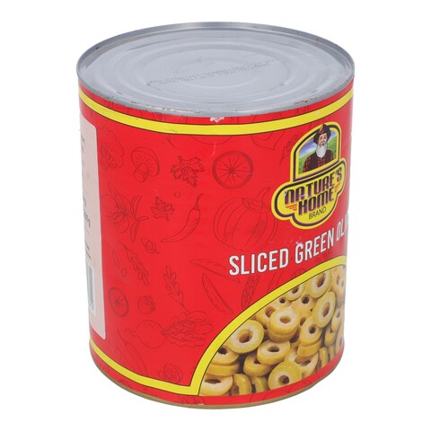 Nature&#39;s Home Brand Sliced Green Olives Net Weight 3 kg Drain Weight 1.25 kg