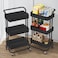 3-Tier Rolling Utility Carts Trolley Storage Cart with Handle Multifunctional Organization Cart with Brake Caster Wheels Kitchen Shelf Multifunctional Storage Rack with Net Basket Mass (black)