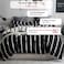 Luna Home King size 6 pieces, bedding set, black &amp; white stripe design.