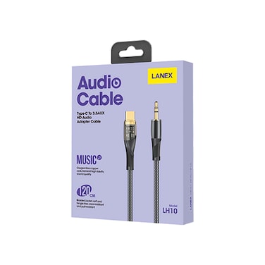 Lanex Lightning to Jack Audio Cable - 3.5mm - Black  - LH09