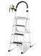سلم قابل للطي 4 خطوات، سلم منزلي قابل للطي مع دواسة واسعة مضادة للانزلاق، وسلم فولاذي قوي قابل للطي للبالغين للمنزل والمطبخ والحديقة والمكتب باللون الأبيض
