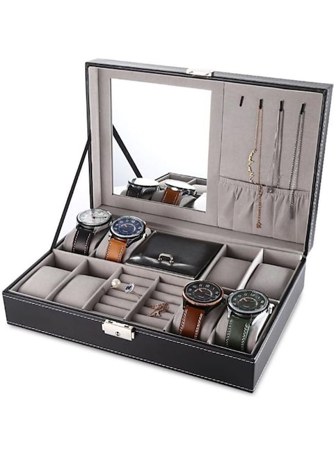 Generic 3-Mixed Grid Watch Display Storage Organizer