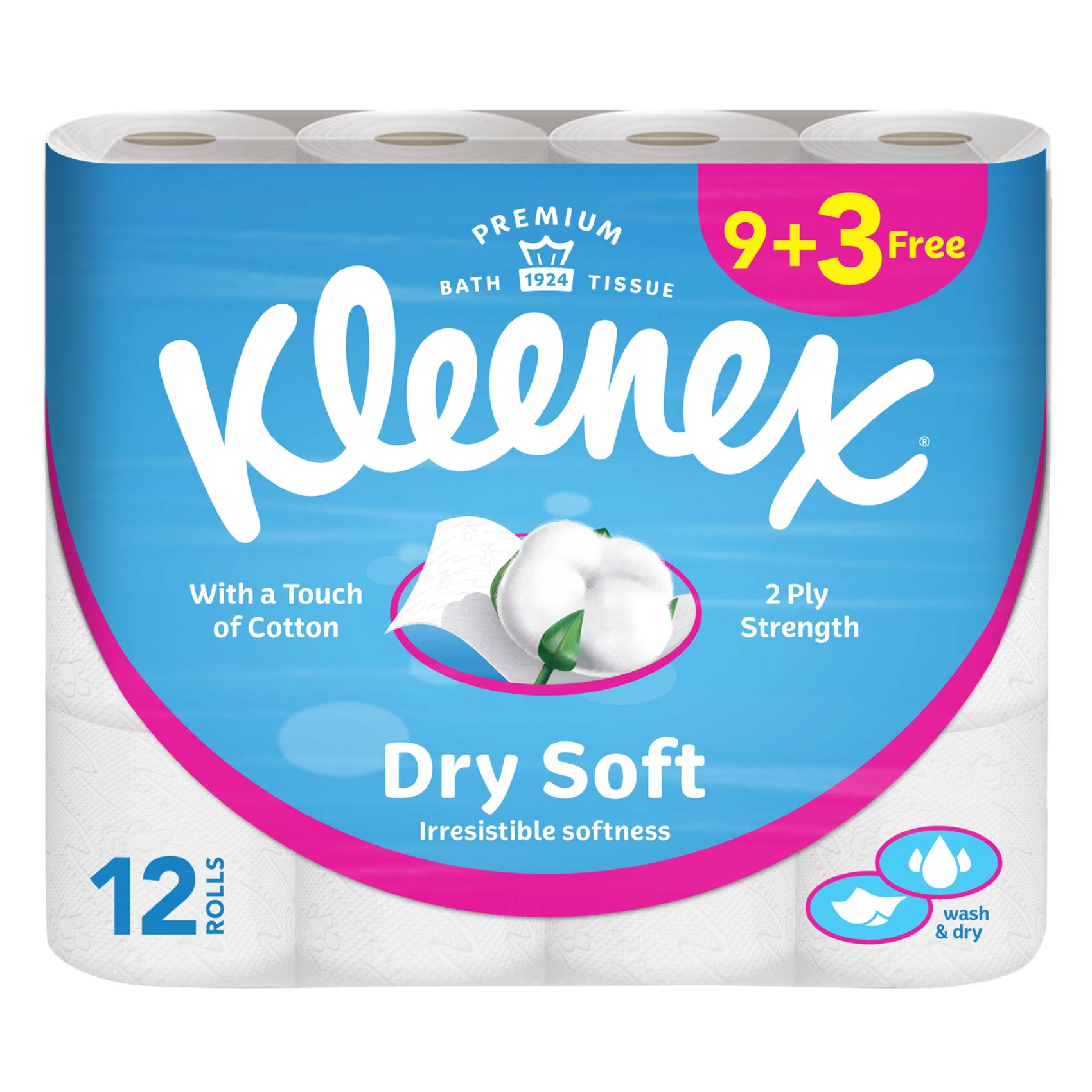 Thumbnail image for Kleenex Dry Soft Toilet Tissue Paper, 2 PLY, 12 Rolls x 200 Sheets, Embossed Bathroom Tissue with a Touch Of Cotton