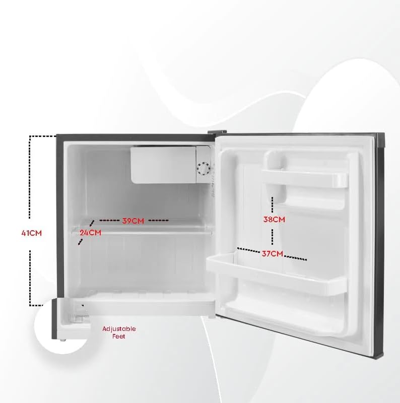 Nobel 47L Net Capacity Single Door Refrigerator Defrost, Mechanical Control, Shelf, Bottle Rack, Adjustable Foot , R600a Refrigerant, With Inner Lamp Silver NR65S