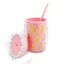 Pineapple-Shaped Drinkware Tumbler for Cold Beverages with Reusable Straw Light Pink 450ml