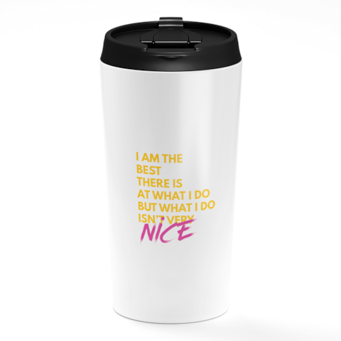 Loud Universe - Xmen Quote White Travel Tumbler Xmen Movie Quote I am best quote Stainless Steel Tumbler with Black Sip Lid
