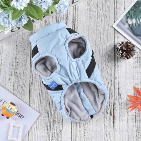 Hong Pet Chest Strap Cotton Coat - Blue L