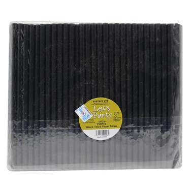 LETS PARTY BLACK THICK PAPER STRAW