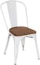 LANNY Tolix Style Dining Chairs D1 WHITE Industrial Metal Stackable Cafe Side Chair Solid Wood Seat Set of 4