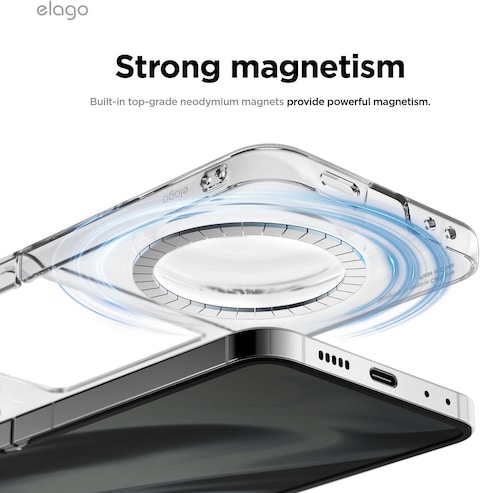elago Magnetic Hybrid Clear designed for Samsung Galaxy Z Flip 6 case cover (2024), Hard PC, Crystal Clear, Shockproof Bumper, Full Body Protection - Transparent