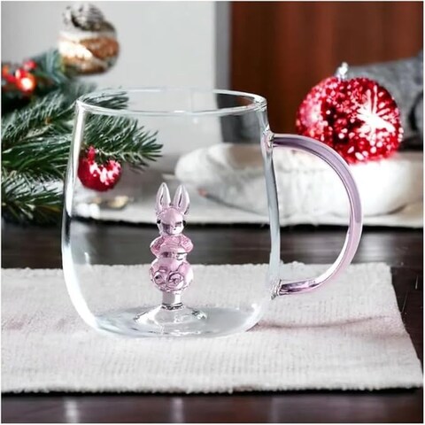 1CHASE&reg; Borosilicate Three-Dimensional Coffee Cup with Handle 300 ML (Rabbit)
