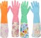 ZALCOON  2 Pairs Long Cuff Waterstop Dishwashing Cleaning Household Latex Gloves