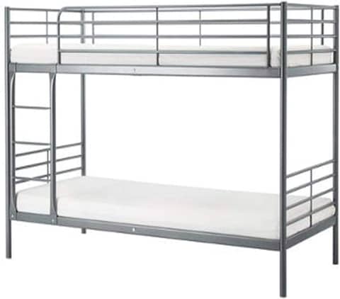 Galaxy Design Heavy Duty Metal Bunk Bed Without Mattress Silver Color - Single Size ( L x W x H ) 190 x 90 x 175 cm.NO Installation included No Warranty.