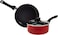 Flamingo Sauce Pan With Lid And Open Fry Pan, Black/Red, 15 cm + 22 cm, FL6520CWST