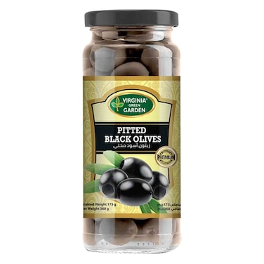 Virginia Green Garden Pitted Black Olives 340g