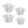 Tefal Stainless Steel Cooking Pots Set - Sizes 20-24-26-28 - 4 Pieces