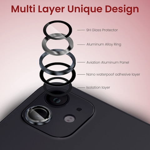 Moxedo Camera Lens Protector, 9H Tempered Glass, Aluminum Alloy Individual Ring Camera Cover Screen Protector Compatible for iPhone 12 (6.1 inch)/ 12 Mini (5.4 inch) (BLACK)