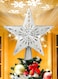 Christmas Tree Topper Lighted LED Rotating Sharp and Clear Projector 3D Star Tree Topper for Christmas Decoration-6 Design Slides- Silver
