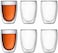 1CHASE Double Wall Insulated Coffee Tea Cups 350ml (12Oz) Set Of 6, Clear Coffee Mugs, Espresso, Cappuccino, Tea, Latte Cups, Cold/Hot Beverage
