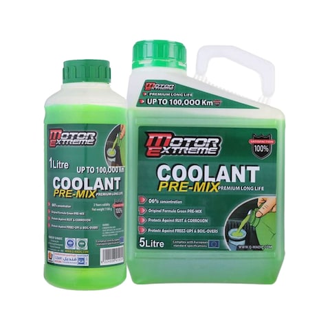 Motor Extreme Coolant Pre-Mix - Green Water - 5 Liters with 1 Liter FREE