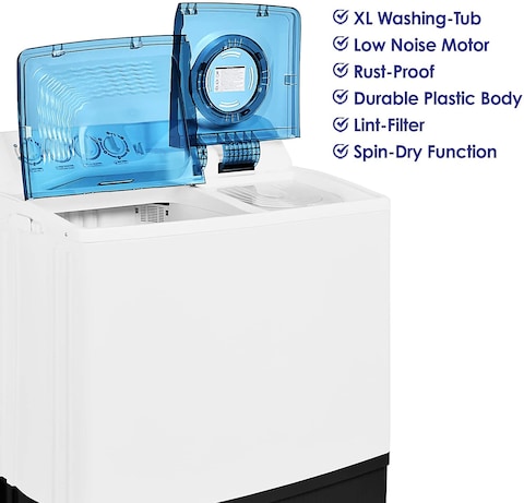 Super General 14 Kg Twin-Tub Semi-Automatic Washing Machine, White/Blue, Efficient Top-Load Washer With Lint Filter, Spin-Dry, Sgw-155, 99.5 X 55.5 X 115.5 Cm, 1 Year Warranty