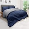 Hotel Linen Klub Reversible Down Alternative Comforter Set, Ultra Soft Brushed Stripe Microfiber Fabric, 200GSM Soft Fibersheet Filling, Size: Single 160 x 200cm, Navy Blue &amp; Dark Grey