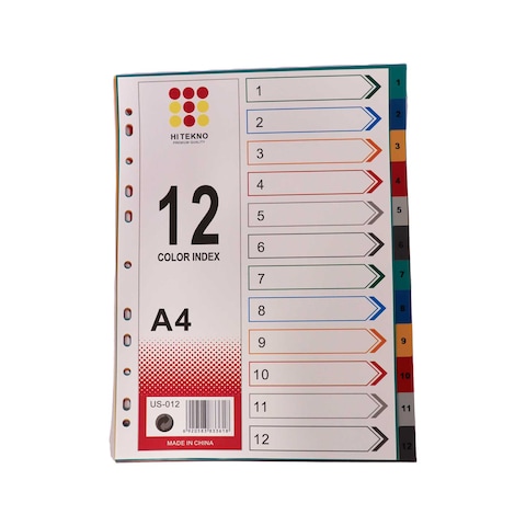 Kinary T012A-P Paper Separators - 12 Numbered Separators