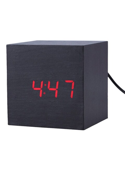 Generic - Square Wooden Digital Alarm Clock Grey