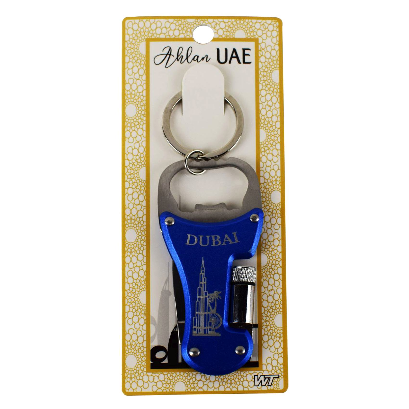 Ahlan UAE Winds Trading Dubai Multi-Functional Bottle Opener Blue And Silver