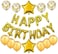 Gold Happy Birthday Balloons Decoration Set with Foil Letter Balloons Banner, 6 Latex Balloons, 2 Star Balloons, 4 Confetti Balloons for Indoor &amp; Outdoor Birthday Party Decorations and Supplies
